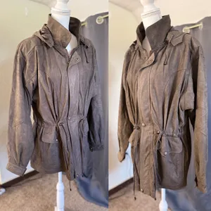Patricks Cotacachi‎ Ecuador Brown Leather Hooded Field Jacket Paisley Lined thumbnail 2