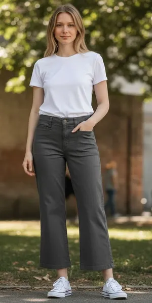 Madewell Mid-Rise Kick Out Crop Pants Gray W33 Ankle Length Utility Patch Pocket thumbnail 1