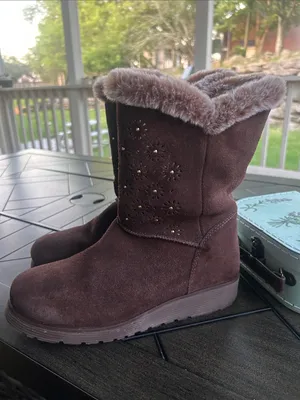 Skechers keepsake eyelet cut brown suede chelsea boots size 8 ladies boho chic thumbnail 2