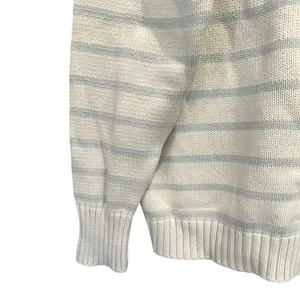 Brandi Melville Crew Neck Cotton Cream Blue Striped Cable Knit Sweater Preppy thumbnail 5