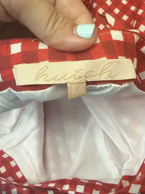 Hutch Anthropologie red and white gingham dress with front slit size‎ 0 thumbnail 7