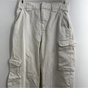 Aritzia TNA Cargo Pants XS Off White Wide Leg Utility Cotton Twill Style 97780 thumbnail 3
