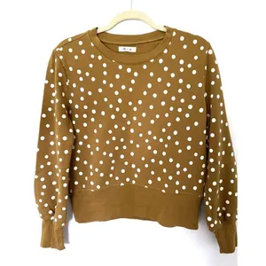 Madewell Banded Long Sleeve Crewneck Pullover Sweatshirt in Inkwell Dots Sz M thumbnail 2