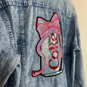 Vintage 80s Levis Sportswear Acid Wash‎ Denim Button Up Shirt Small Sequin Bow S thumbnail 10