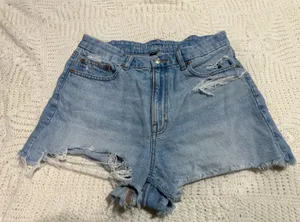 American Eagle Outfitters Light Blue Distressed Denim Cutoff Shorts thumbnail 1