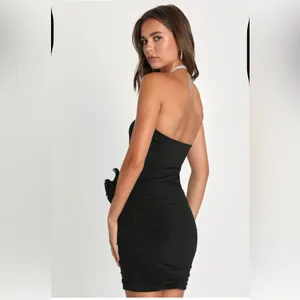 Lulu's Attentive Allure Black Strapless Rosette BodyconDress with Floral Details thumbnail 3