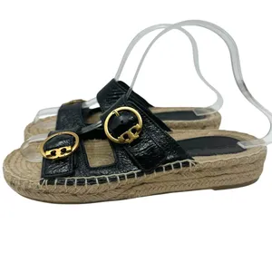 Tory Burch Selby Patent Leather Espadrille Slide Sandals Black Size US 6.5‎ thumbnail 11