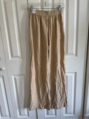 Abercrombie & Fitch Linen Elastic Waist Pant Tan Size XS Long NWT thumbnail 2