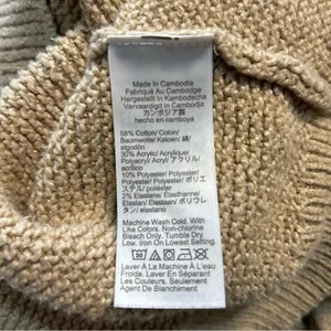 J. Crew Factory Mockneck Cable Sleeve Sweater Light Khaki Neutral Preppy Minimal thumbnail 8