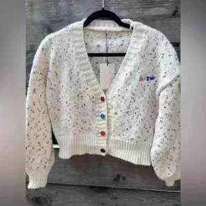 Melange V Neck Knit‎ Cardigan K Pop Style Chunky Multicolor K Pop Coquette Fall thumbnail 4