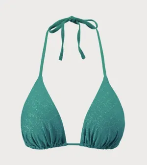 BERLOOK Dark Green Lurex Jacquard Triangle Bikini Top ONLY 22 thumbnail 8
