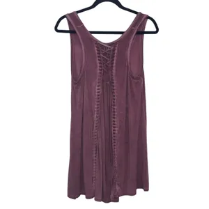 Altar'd State Boho Babydoll Tank XS Mauve Lace Back Flowy‎ Sleeveless Top thumbnail 3