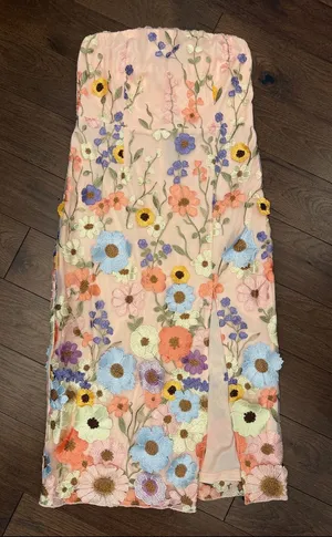 VICI Cassie Strapless Floral Embroidered Midi Dress Large NWT - C39-311 thumbnail 1