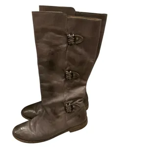 Frye Paige buckle riding boots tall grey leather size 8.5 equestrian southwest thumbnail 2