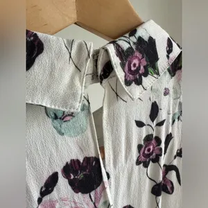 Anthropologie Elevenses Floret Romper White Purple 3/4 Sleeve Size S thumbnail 11