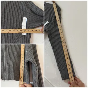 Wild Fable Rib Knit Zip Front Crop Sweater Gray Long Sleeve Women’s L NWT thumbnail 8