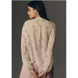 Anthropologie Long Sleeve Ruffled Blouse New With Tags thumbnail 2