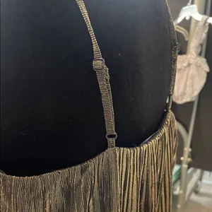 Miss Me Elegant Gold on black Fringe Women's Top thumbnail 3
