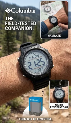 Columbia Exclusive Peak Patrol Quartz Digital Dial Black Strap Watch CSS14-001 thumbnail 2