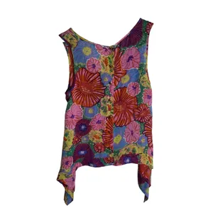 Leifsdottir anthropology Silk Floral Ruffle Sleeveless Blouse Multicolor Size‎ 4 thumbnail 10