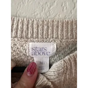 Stars Above Waffle Knit Henley Lounge Top Beige thumbnail 3