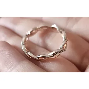 14k‎ Gold Plated S925 Simulated Diamond Eternity Twist Band Ring Size 6.5 thumbnail 4