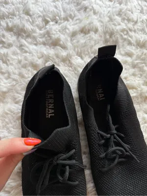 Amazon Black Knit Lace-Up Slip-On NON SLIP Sneakers thumbnail 5