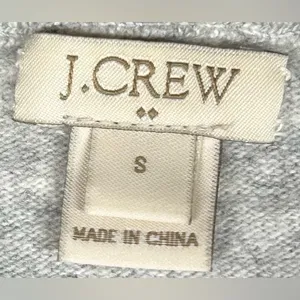 J. Crew Size S Gray Ruffle-Sleeve Crewneck Merino Wool Blend Sweater thumbnail 2