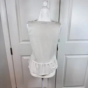 Paper Crane Ivory Peplum Tank Medium Cottagecore Boho Waffle Knit Top thumbnail 2