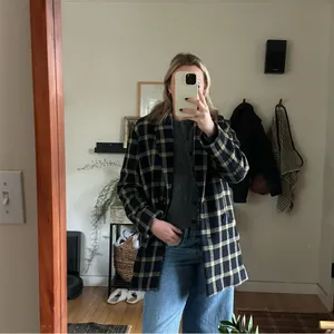 Derek Lam 10 Crosby Plaid Cocoon Coat Women's 4 Navy and Yellow Wool Blend Lined thumbnail 11