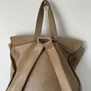 Raven + Lily Emerson Leather Backpack Purse Tassel Fold-Over Closure Brown OS thumbnail 7