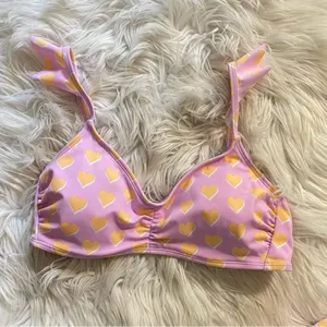 Stoney Clover Lane x Target Heart Flutter Ruffle Strap Bikini Swim top womens M thumbnail 2