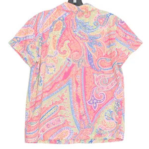 Lauren Ralph Lauren Womens Pajama Top Monogram Button Paisley Floral Medium DZ thumbnail 4