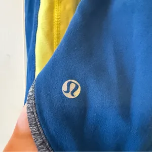 Lululemon Runder Under Reversible Long Sleeve Top in Blue, Grey, & Yellow thumbnail 5