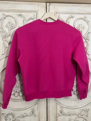 Fleo Cotton Blend Vibrant Pink Long Sleeve Pullover Crewneck Size Small thumbnail 7