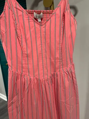 NWT WAYF Coral Stripe long Dress Basque Waist Medium thumbnail 3