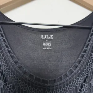 a.n.a Women Maxi Dress‎ Small Black Crochet Lace Bodice Sleeveless Knit Stretch thumbnail 5
