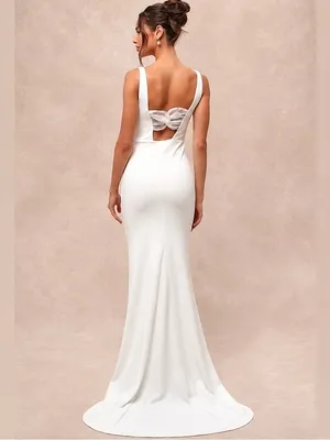 NEW LULUS Regal Classic White Sleeveless Twist-Back Maxi Dress SZ SMALL thumbnail 4