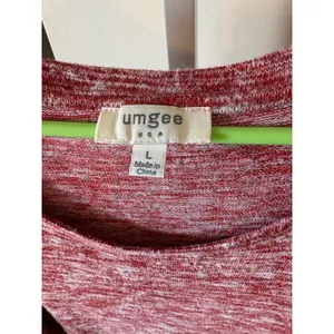 Umgee USA Red Space Dye Tiered Bell Sleeve Knit Top Large thumbnail 2