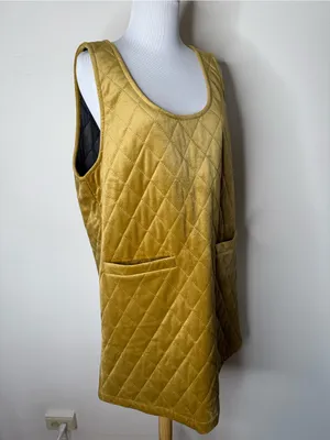Listicle Gold Velvet Quilted Sweet Nothing Pinafore Dress NWT M thumbnail 3