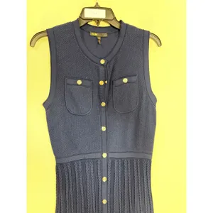 Maje Navy Sleeveless Knit Midi Dress Size 40 ( US 8) thumbnail 3