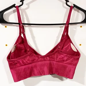 Lululemon Ebb To Street Bra A\B Red Stone Wash Chianti Padded Sports Bra Size‎ 4 thumbnail 4