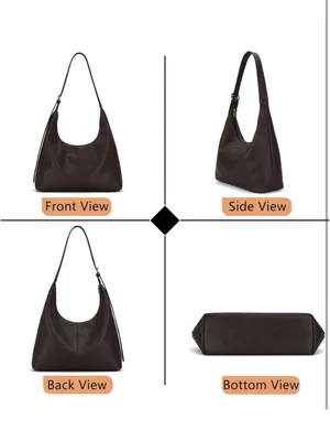Women's large Hobo Shoulder tote Bag in Deep burgundy maroon wine faux leather thumbnail 3