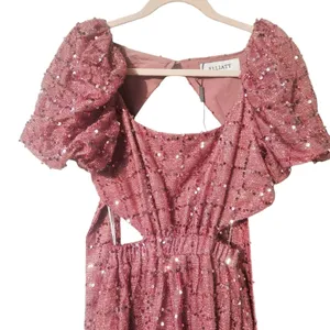 Elliatt Aubree Puff‎ Sleeve Sequin Metallic Midi Dress Size XS thumbnail 12