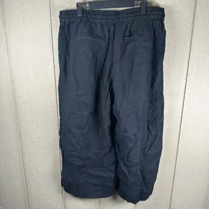 J Crew Wide Leg Seaside Pants Womens Sz XL Black Linen Pull On Lagenlook Coastal thumbnail 4