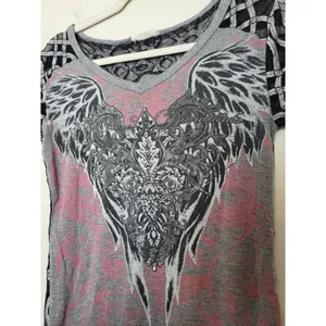 Angels & Diamonds Graphic T-Shirt Demonia Affliction Goth Emo Grunge Mesh Small thumbnail 3