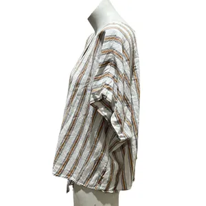 Ava & Viv Women's 2XL Striped V-Neck Blouse Tie Front Multicolor thumbnail 5