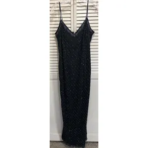 Stenay Black Silk Full Bead Gown & Jacket Sz 14 Adj Straps Lined Sparkle Formal thumbnail 9