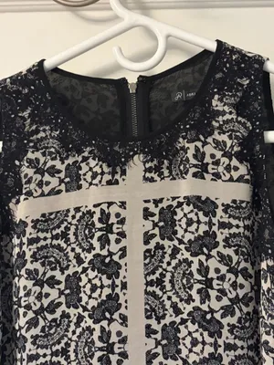 Adrianna Papell blouse eyelash lace trim floral pattern size small boho feminine thumbnail 4