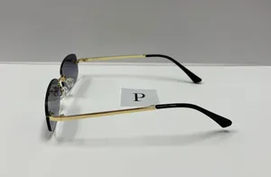 Rimless retro sunglasses / gray lenses sunglasses / small rectangle sunglasses thumbnail 3